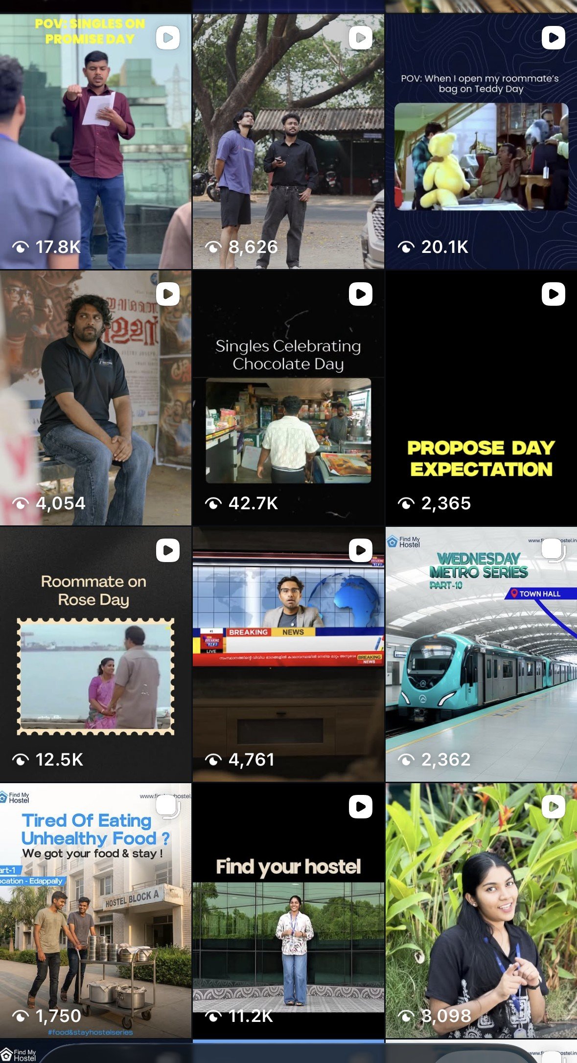 Valentine’s week from a hostel room — the POV series, 12.5K to 42.7K views a piece