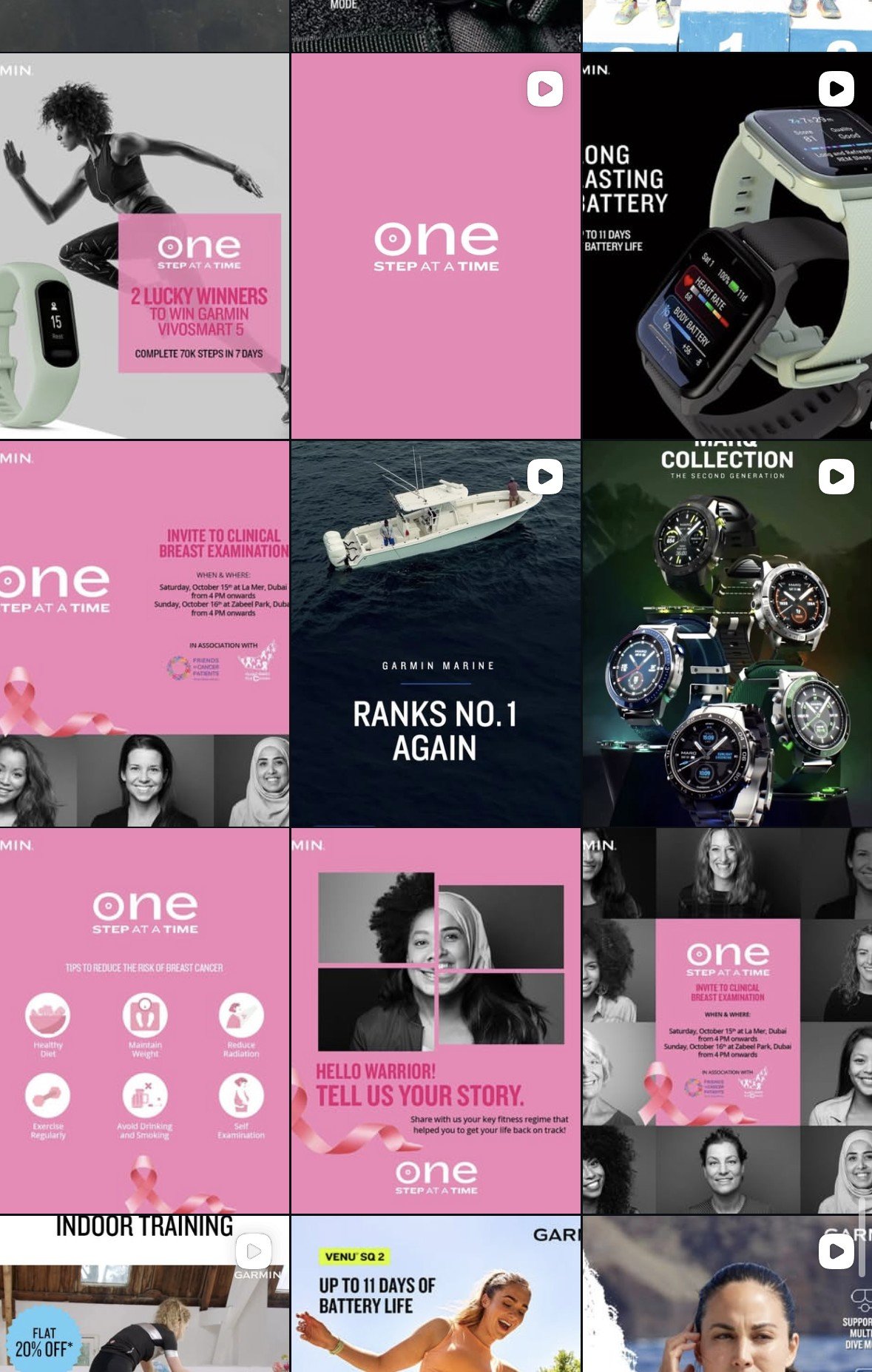 One Step at a Time — Breast Cancer Awareness Month, with Friends of Cancer Patients. A full grid takeover with clinical examination events at La Mer and Zabeel Park.